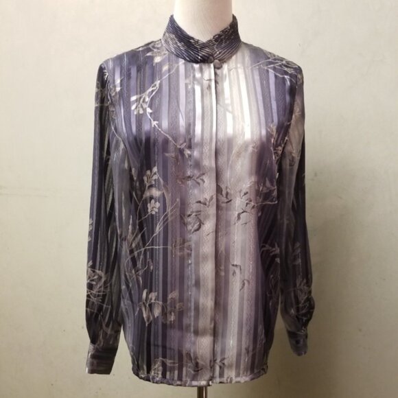 Alfred Dunner button down floral blouse women's size 8 Pitete (N32) - Picture 1 of 6